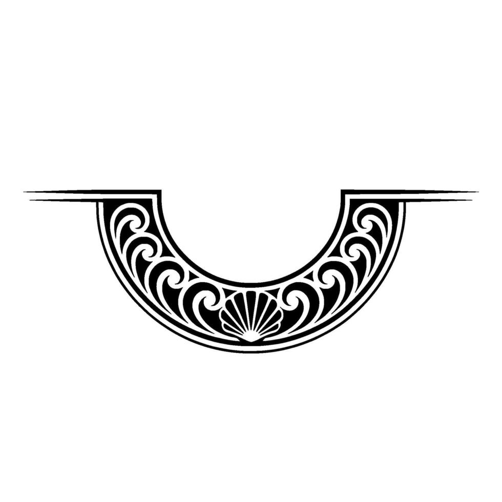 Decorative Black and White Ornamental Border with Shell Motif vector