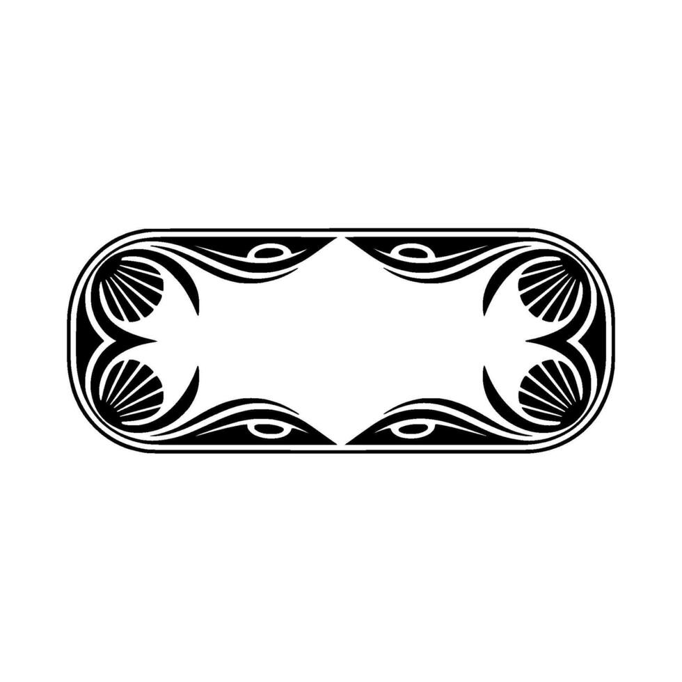 Art Deco Ornamented Label or Frame - Black White on Gray vector