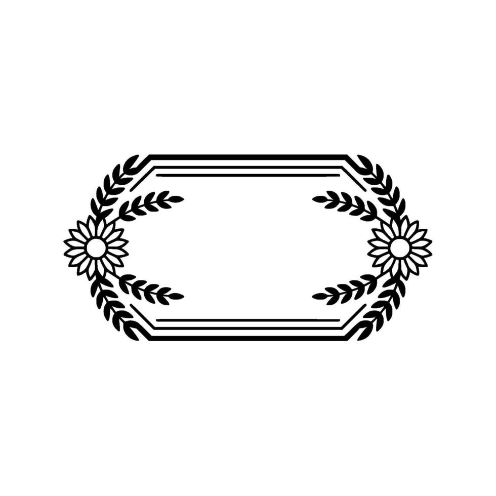 Elegant Floral Frame Minimalist Black, and White vector