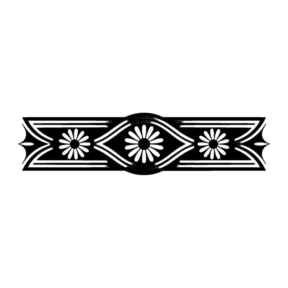 Elegant Floral Border Ornament in Black and Silver, Decorative Element vector