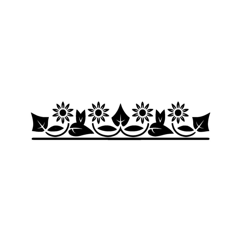 Floral Border - Decorative Elements, Black White, Minimalist vector