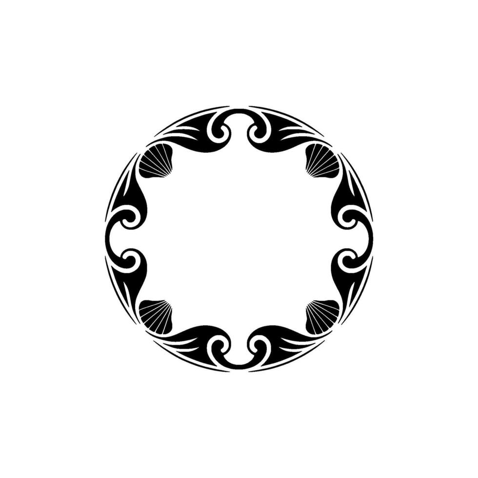 Elegant Art Deco Circle Frame in Black on White, Decorative Border vector