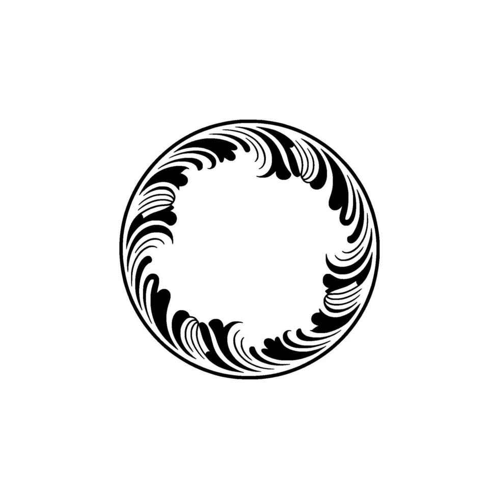 Elegant Black Floral Circular Frame on Cream Background vector