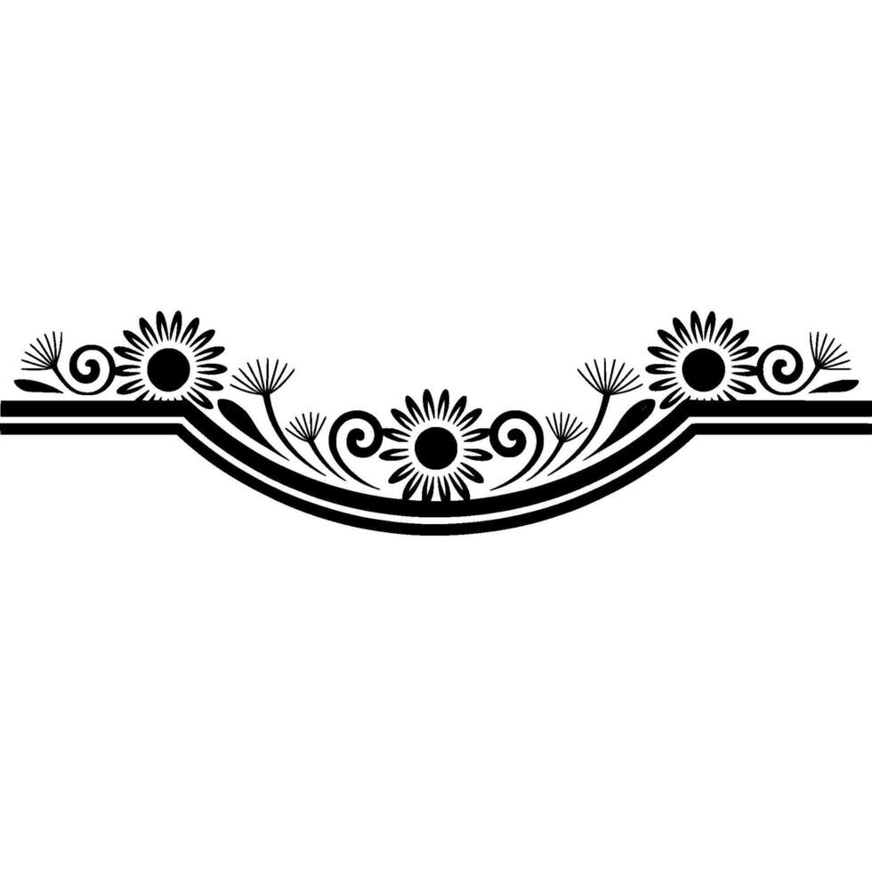 Elegant Floral Border in Black on White, Art Deco Style vector
