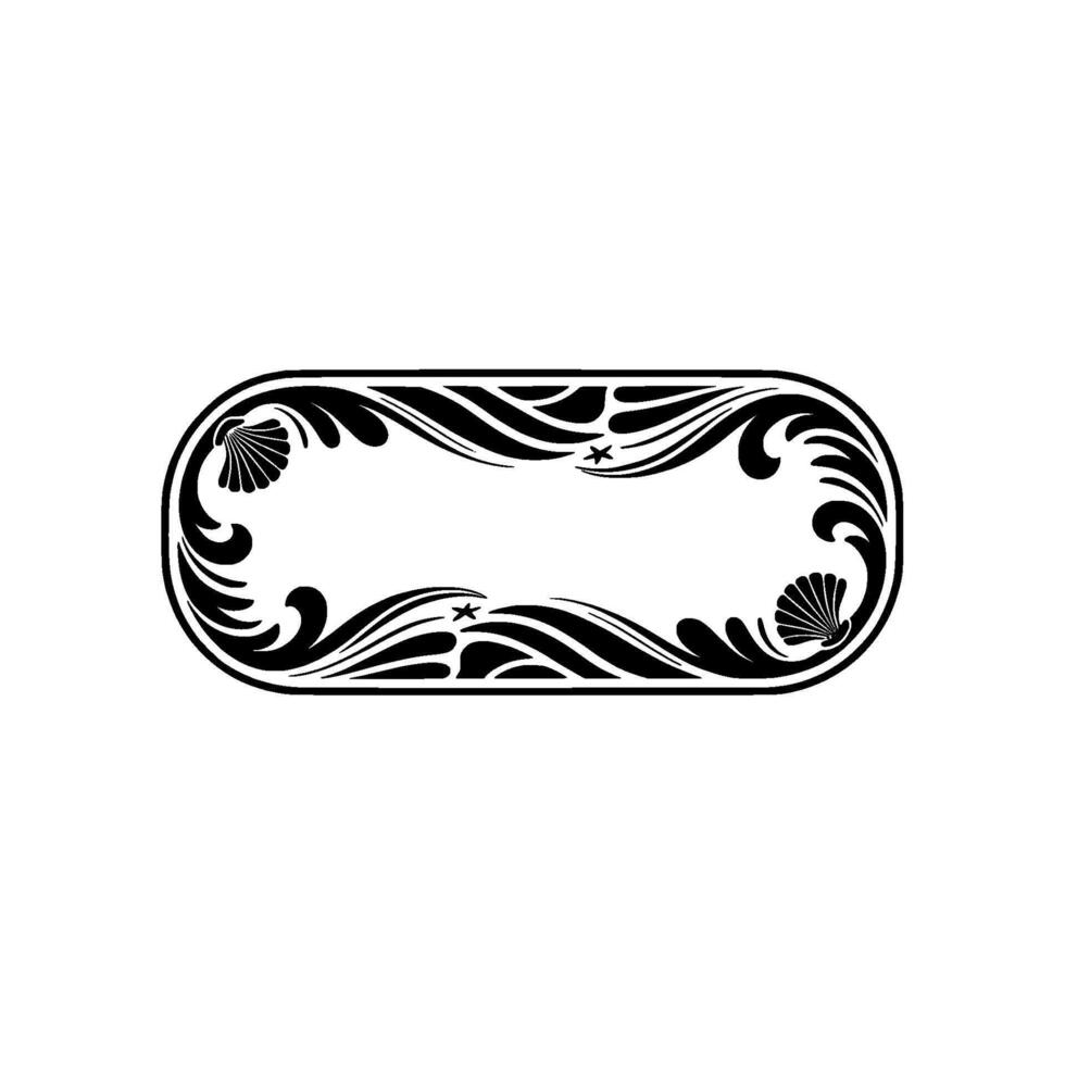 Elegant Art Nouveau Oval Frame with Seashells Stars vector