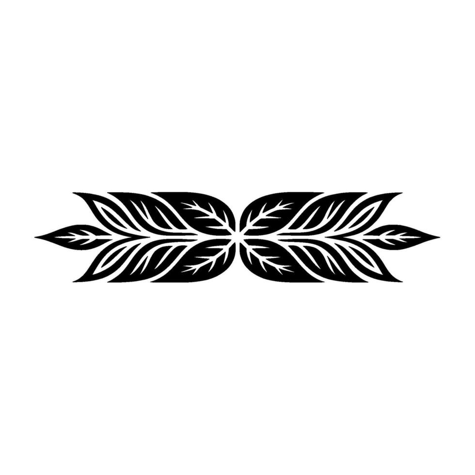 Symmetrical Leaf Border, Black and White, Minimalist vector