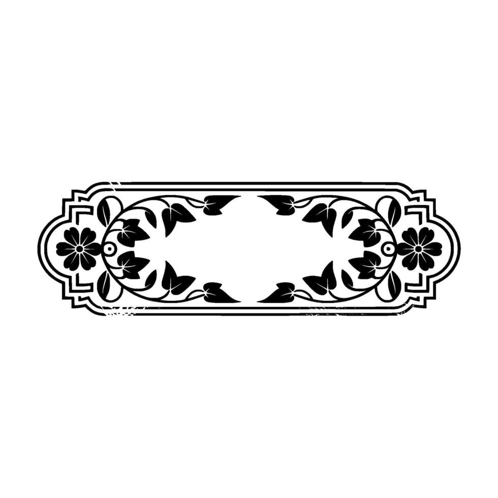 Elegant Floral Border Frame in Black White, Decorative Element vector