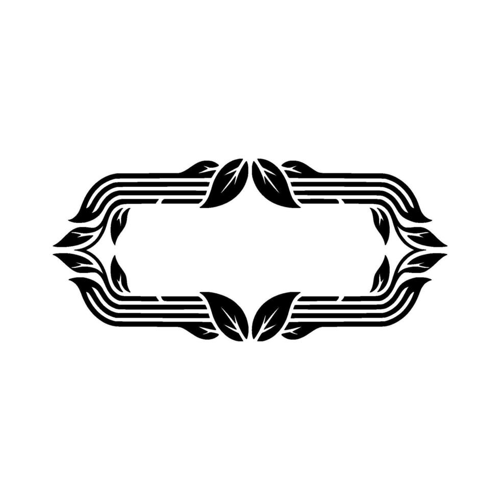 Elegant Floral Frame in Black White, Geometric Lines vector