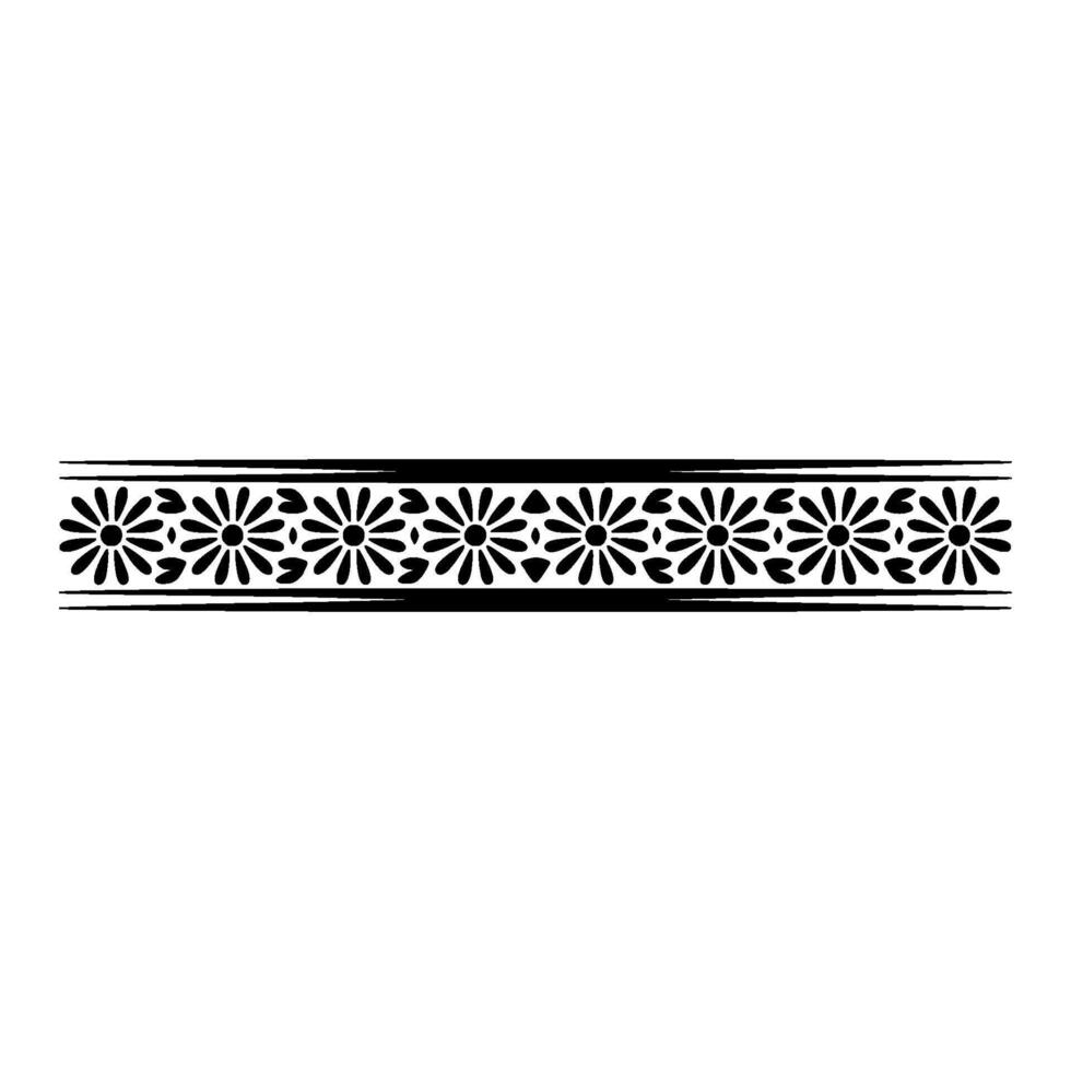 Floral Border Black White Daisy Chain Pattern vector
