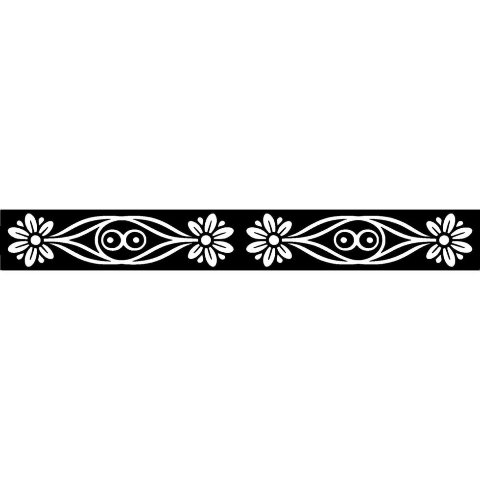 Elegant Floral Border - Black White Ornamental Pattern vector
