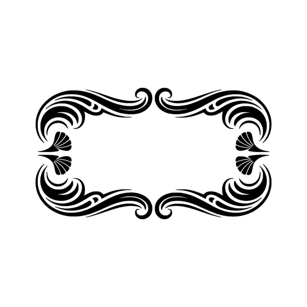 Elegant Black Art Nouveau Frame on White Background vector
