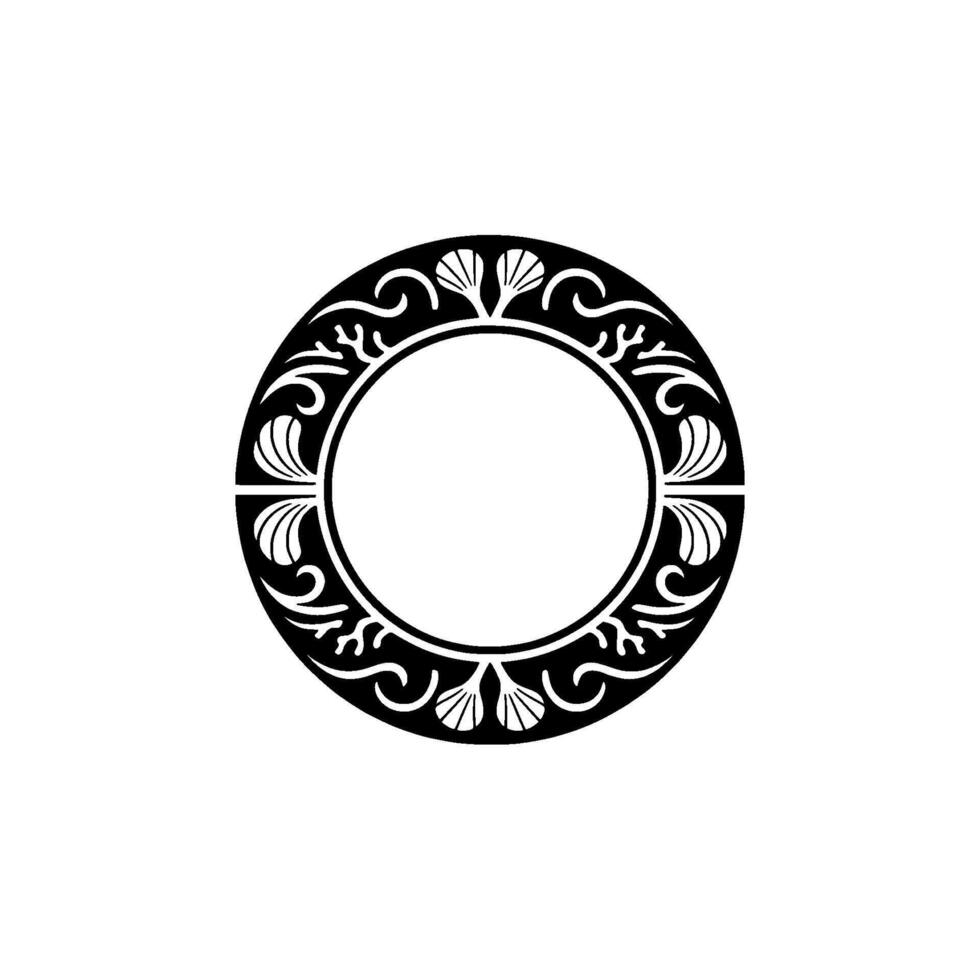 Elegant Circular Ornament, Black on White, Decorative Frame vector