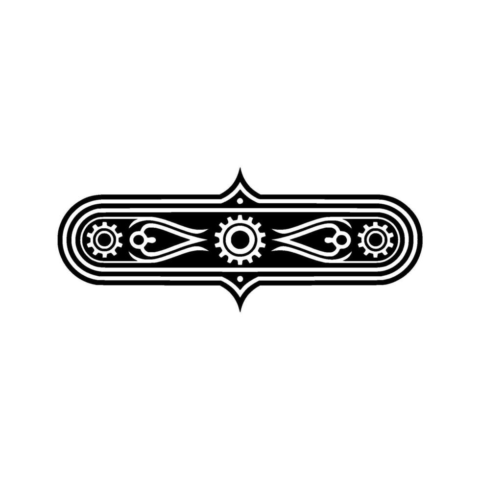 Steampunk Ornament Black White Gear , Decorative Element vector