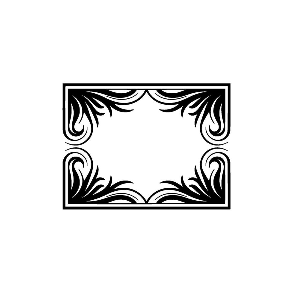 Elegant Black Ornate, Frame on White Background vector