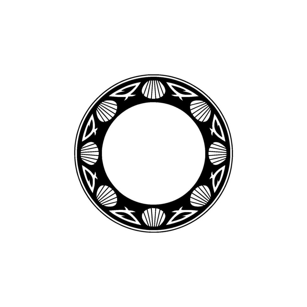 Elegant Seashell Frame in Minimalist Black and White vector