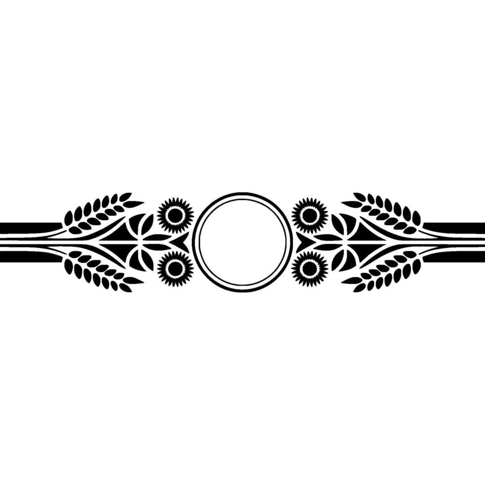 Black White Floral Banner Minimalist Flourish, Circle Frame, Elegant vector