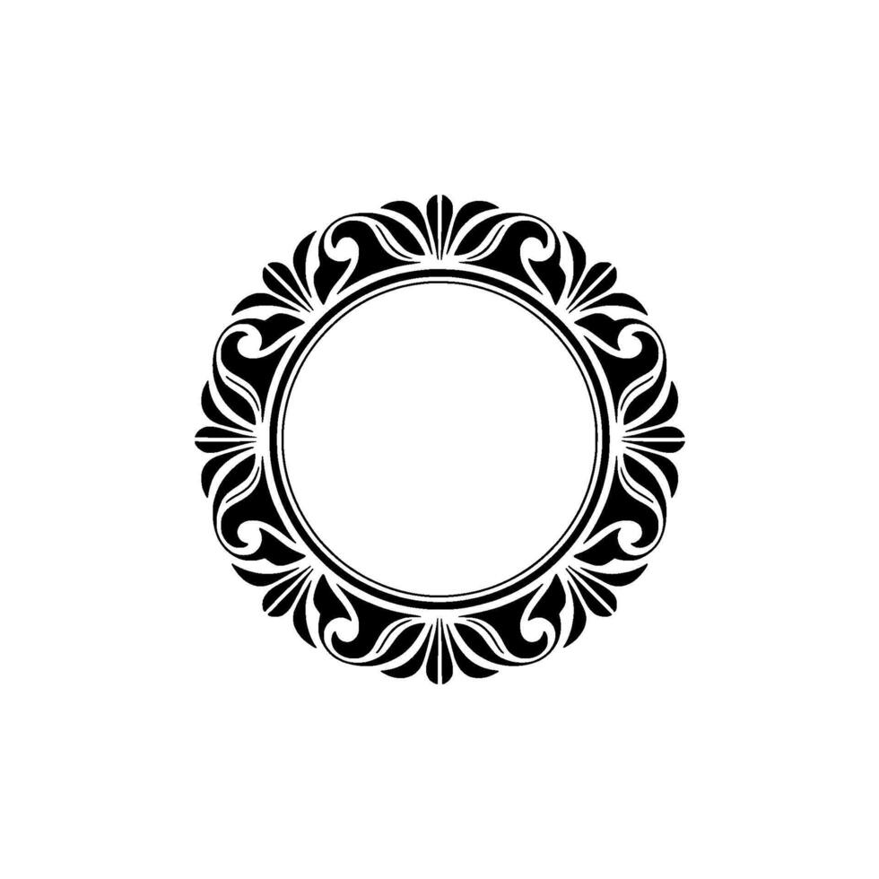 Elegant Black White Circular Floral Frame Illustration vector