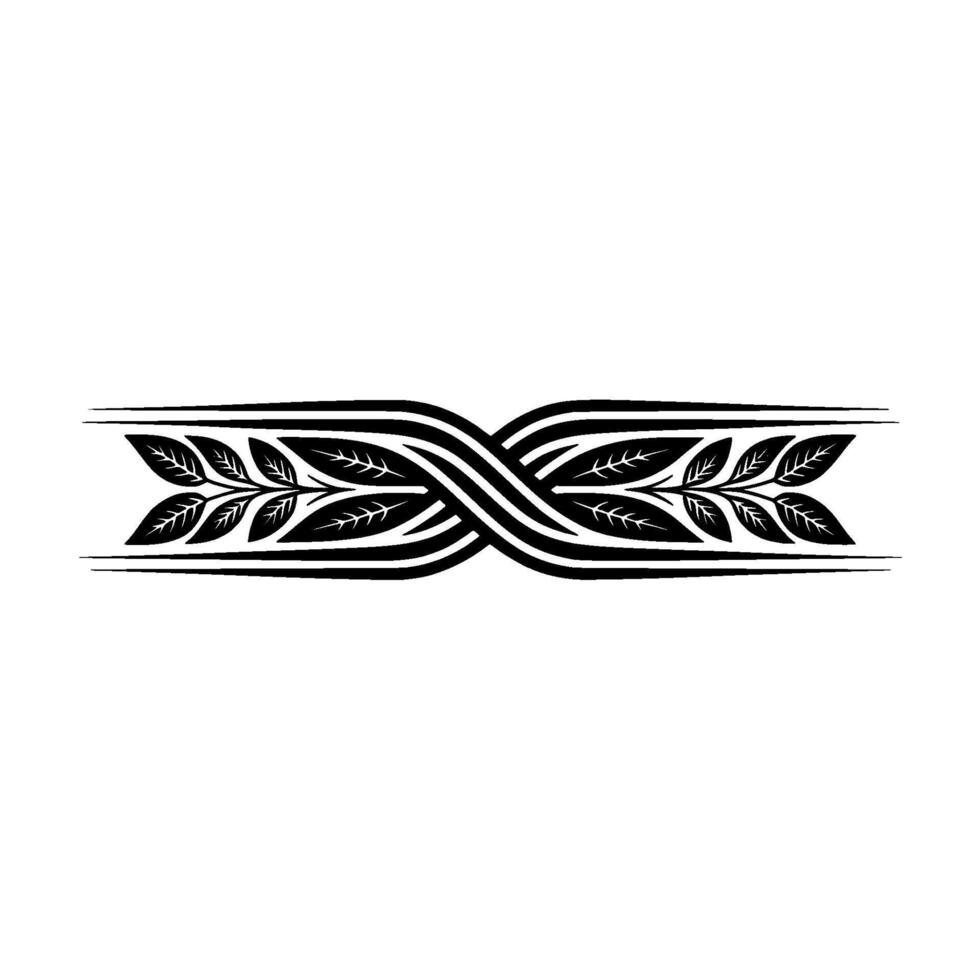 Elegant Intertwined Leaf Motif, Black White Minimalist vector