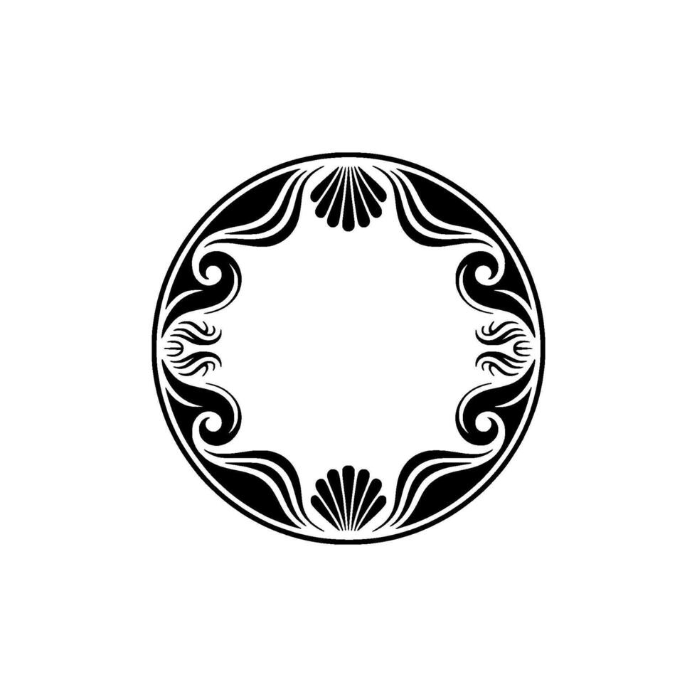 Elegant Art Deco Round Frame, Black on White, Classic Border vector