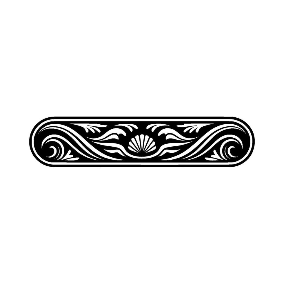 Elegant Black and White Ornament with Shells, Swirls, and Flourishes vector