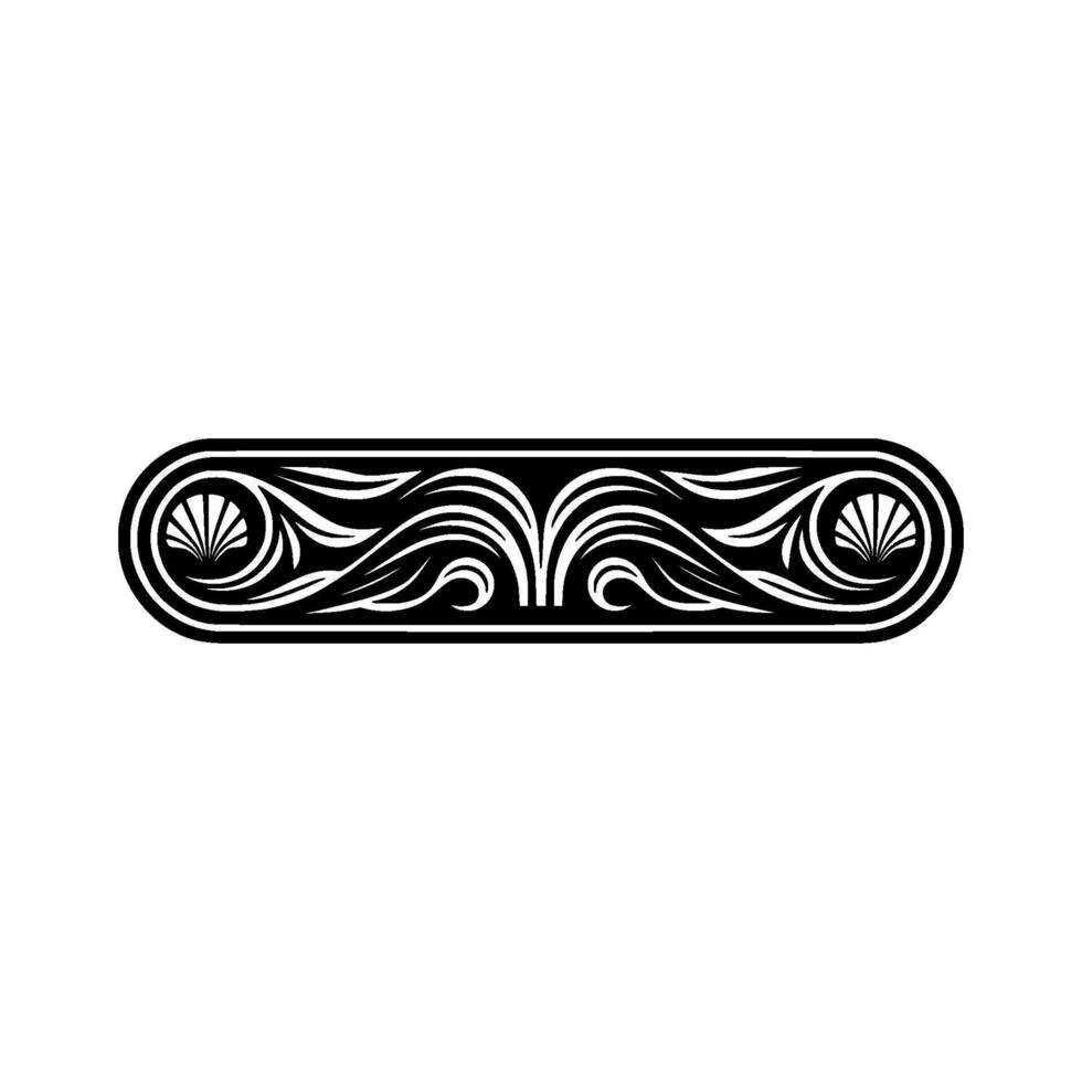 Elegant Black White Ornamental Border , Shell Accents vector
