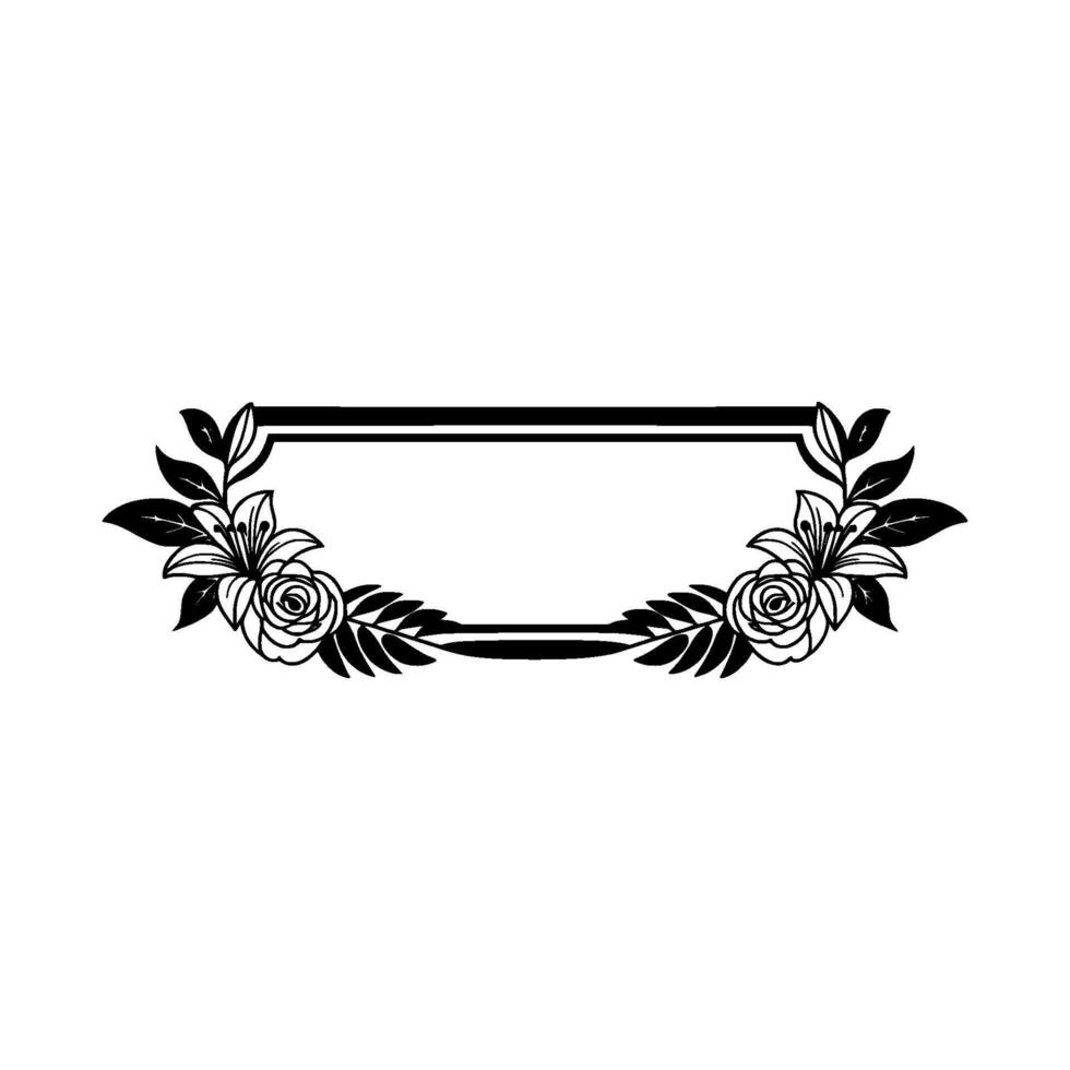 Elegant Floral Frame , Monochrome , Botanical Illustration vector
