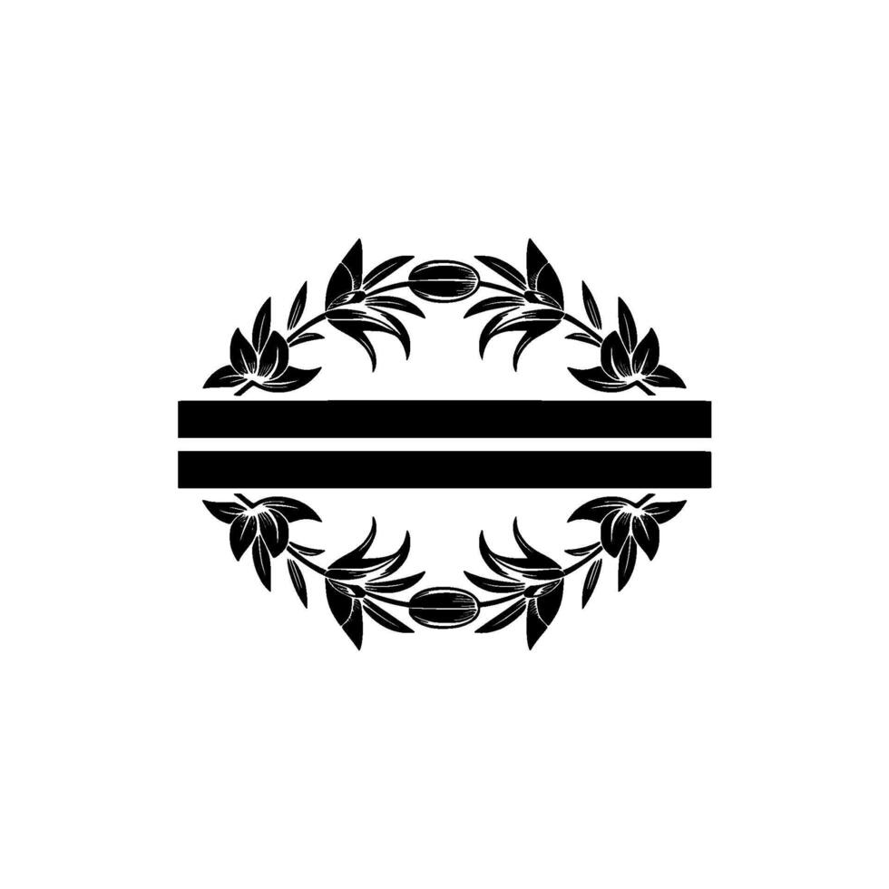 Elegant Floral Laurel Frame with Black Text Space, Minimalist vector