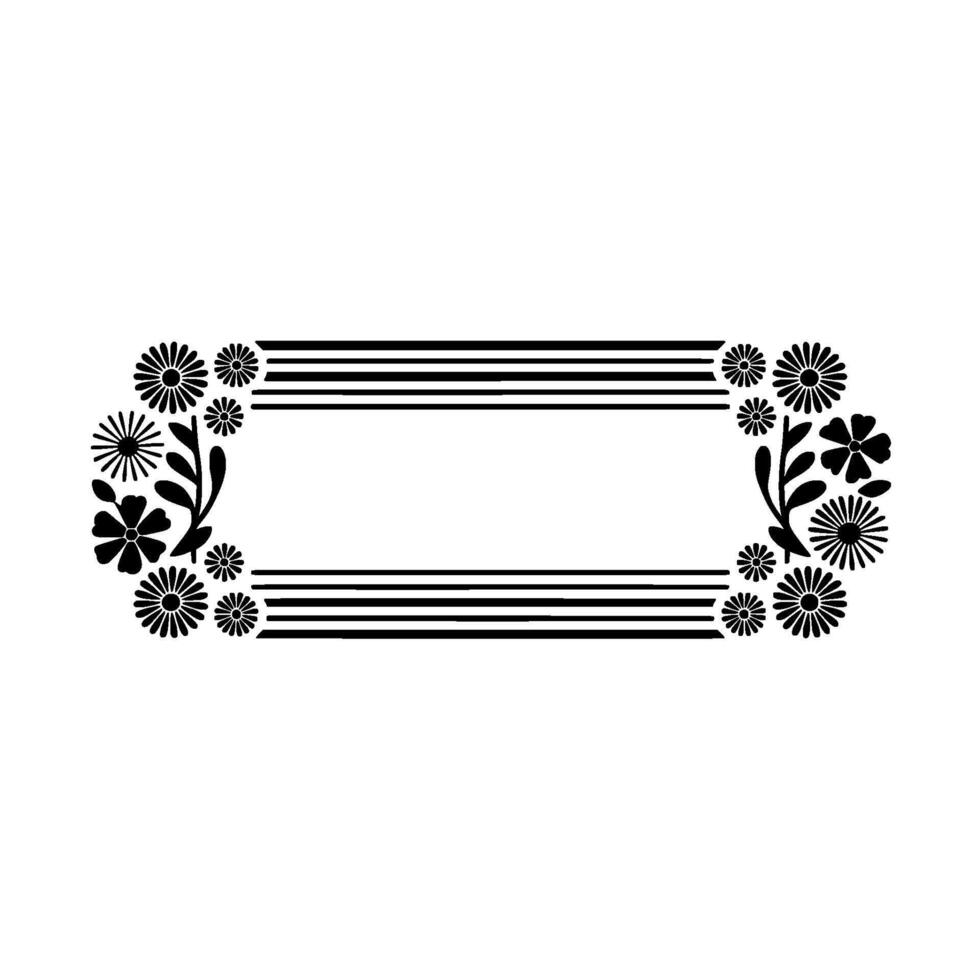 Floral Frame with Black and White , Minimalist vector