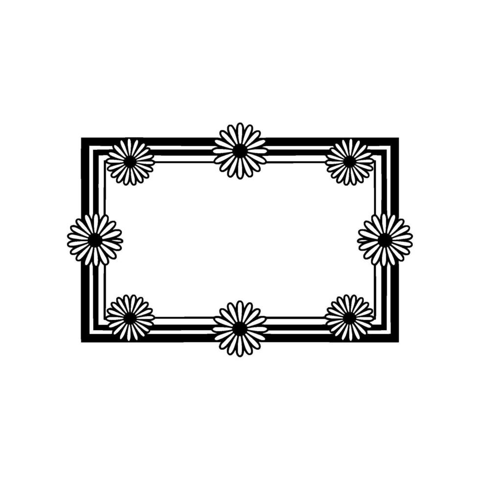 Black Floral Frame on White Background - Illustration vector