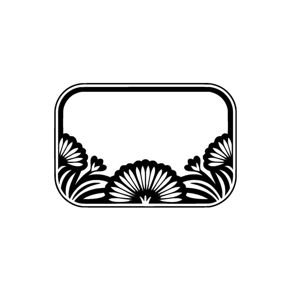 Art Deco Frame with Floral Elements, Minimalist , Gold Black vector
