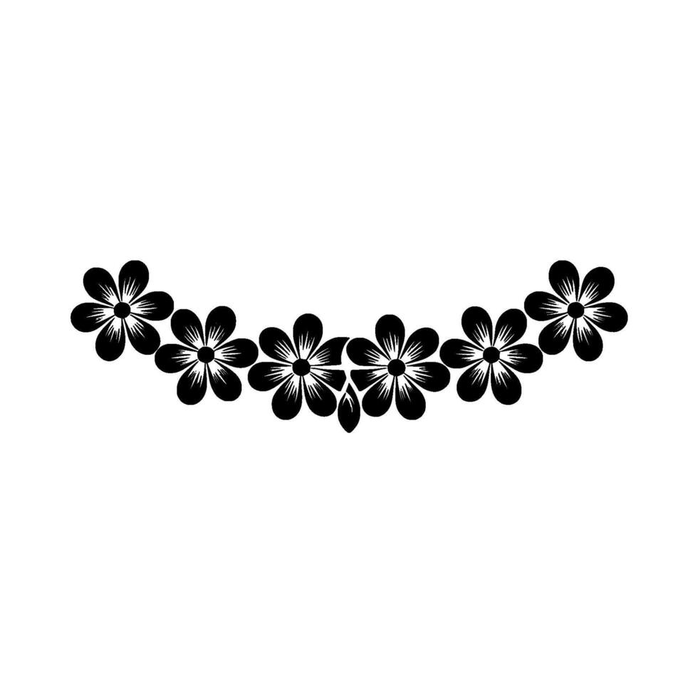 Black Daisy Chain Border on White Background - Minimalist vector