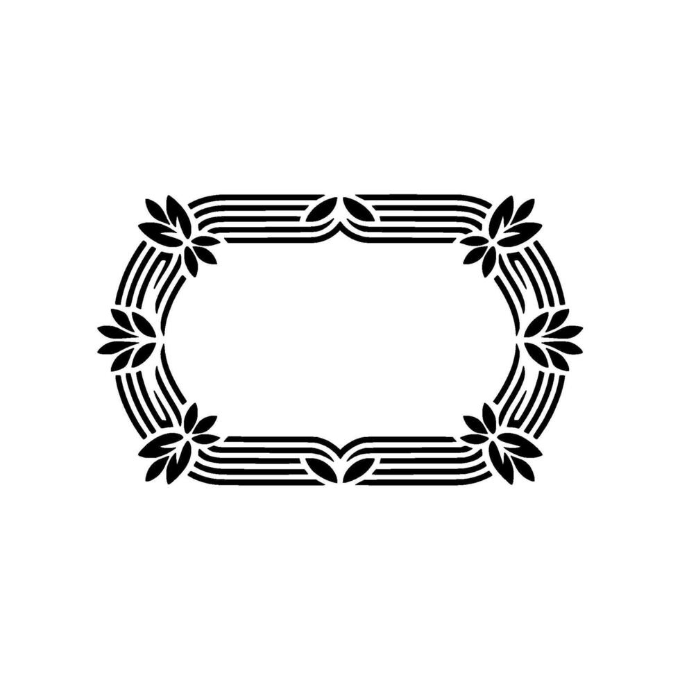 Elegant Black and White Floral Frame, Minimalist for Invitations and Logos vector