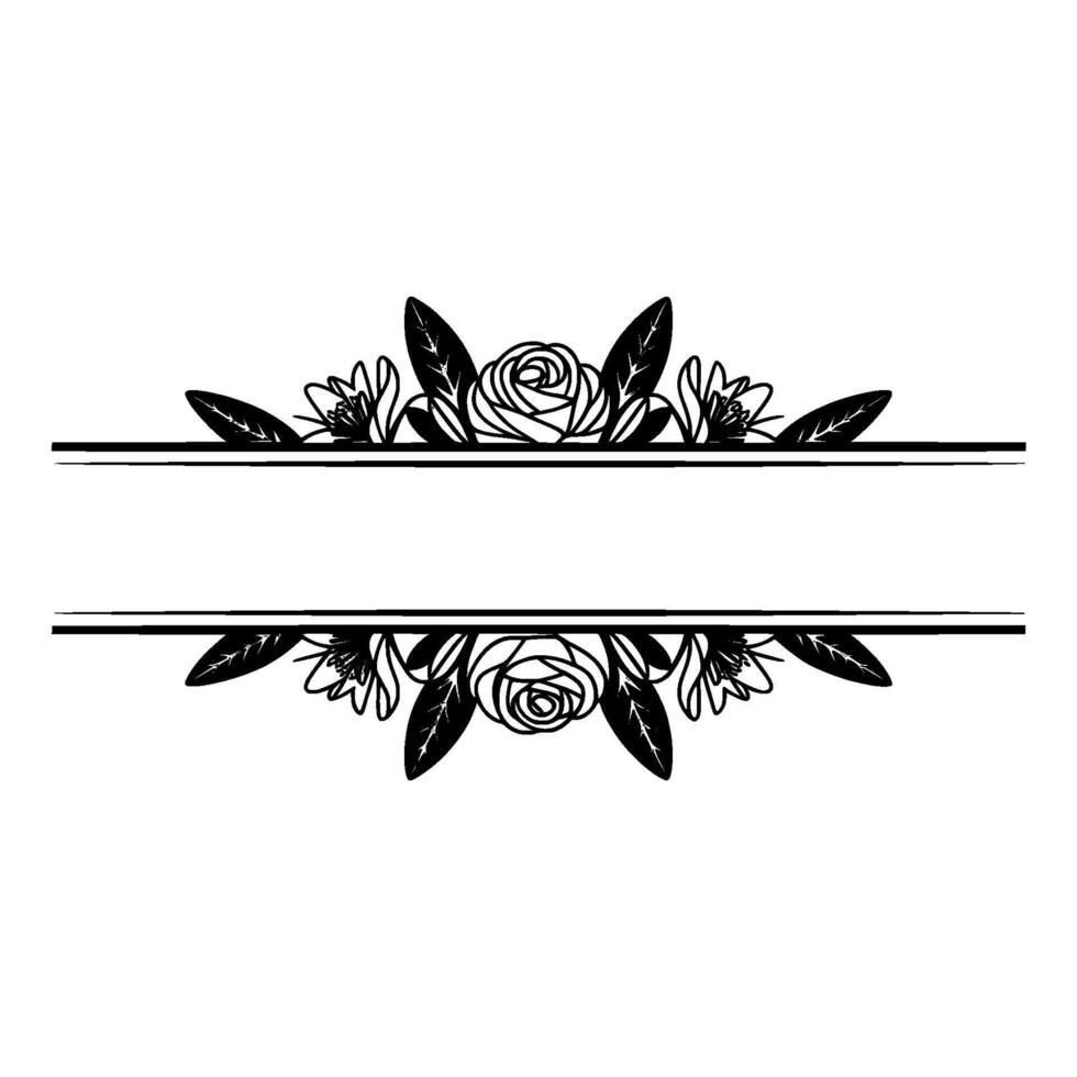 Elegant Floral Frame in Black and White, Space for Text vector