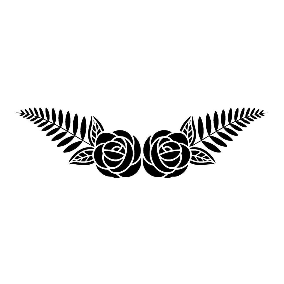 Elegant Black Rose and Fern Flourish - Minimalist Floral vector