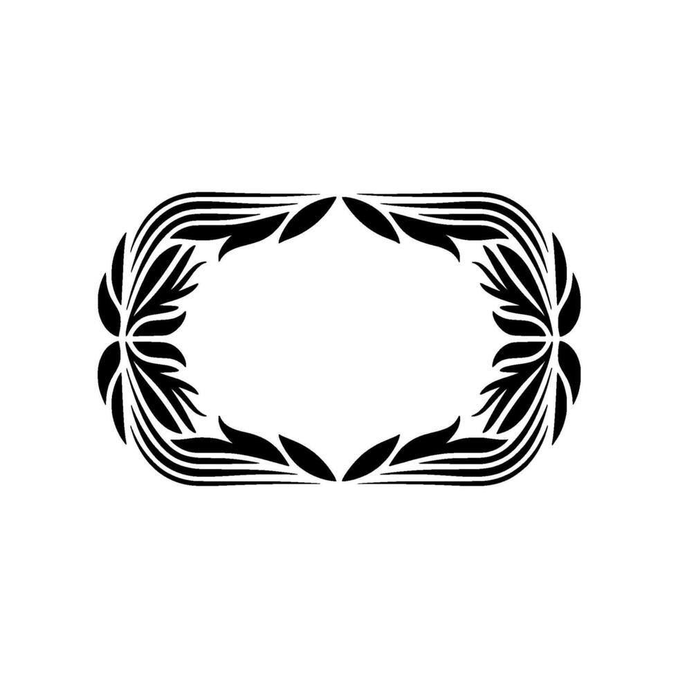 Elegant Black Floral Frame on White Background - Minimalist, Border vector