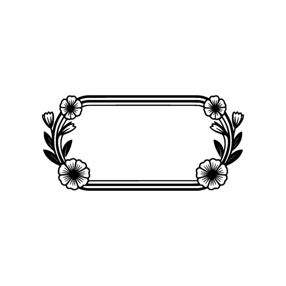 Elegant Floral Frame Silhouette - Black and White for Cards and Invitations vector