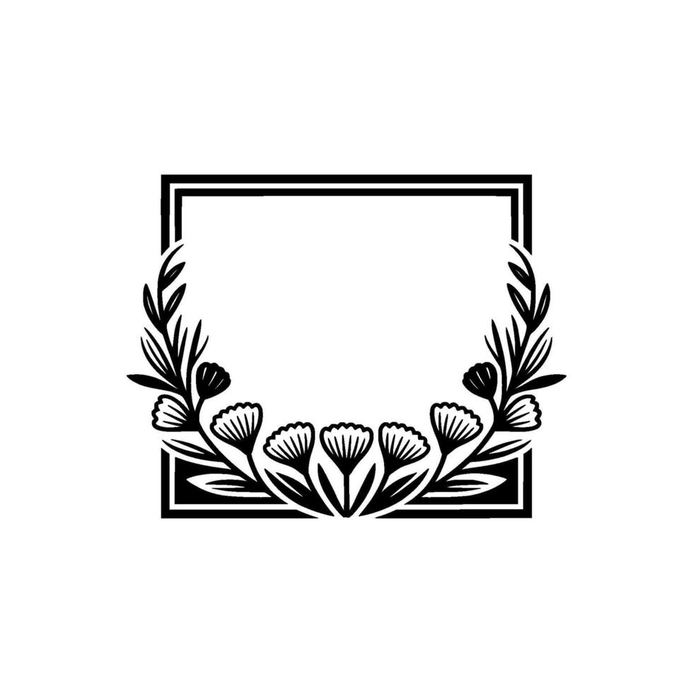 Minimalist Floral Frame - Elegant Black and White vector