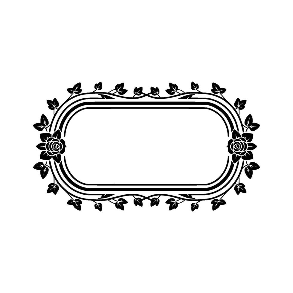 Elegant Black Floral Frame on White Background, Vines vector