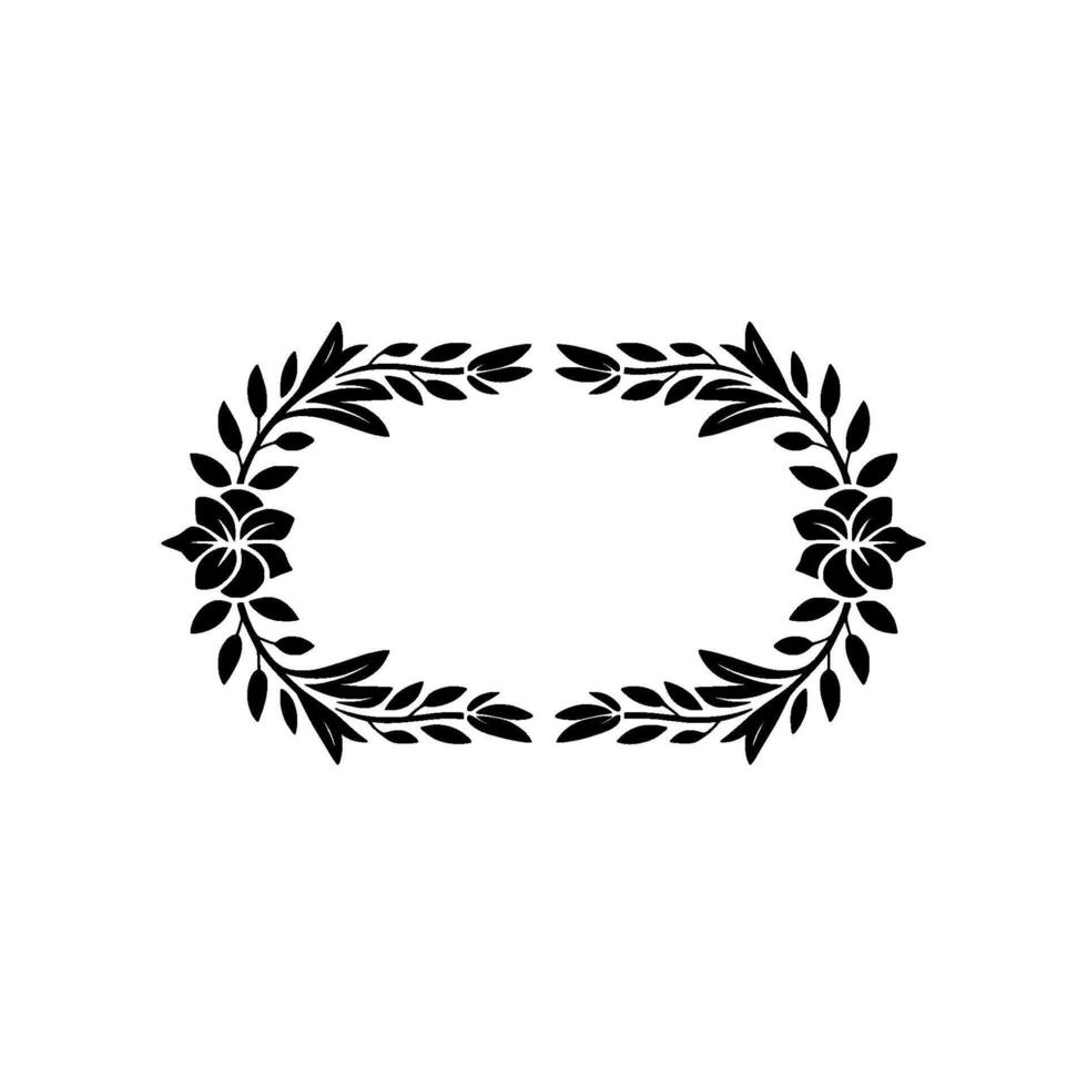 Floral Oval Frame Illustration Black White Elegant vector