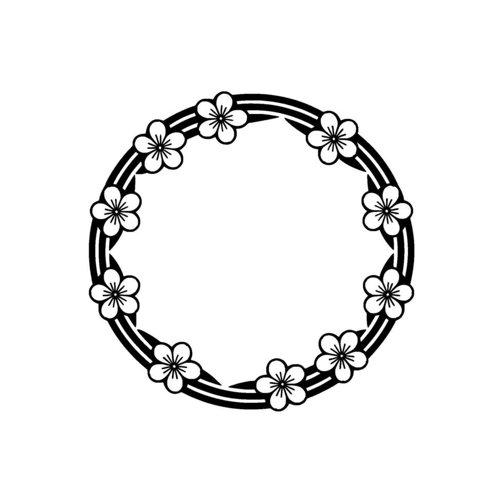 Elegant Floral Frame Black and Silver Blossoms on White vector
