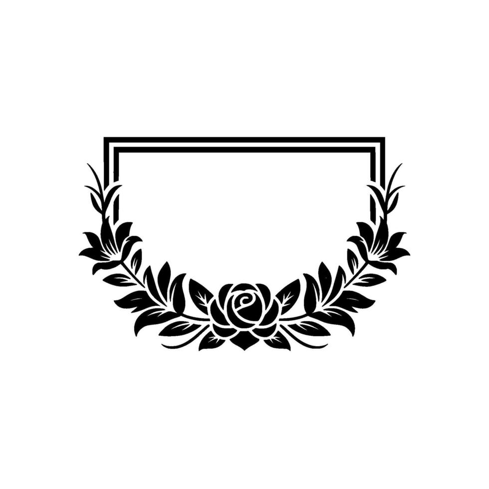 Elegant Floral Frame, Black and White, Invitation vector
