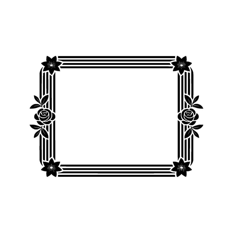 Elegant Floral Frame in Black and White, Minimalist, Roses vector