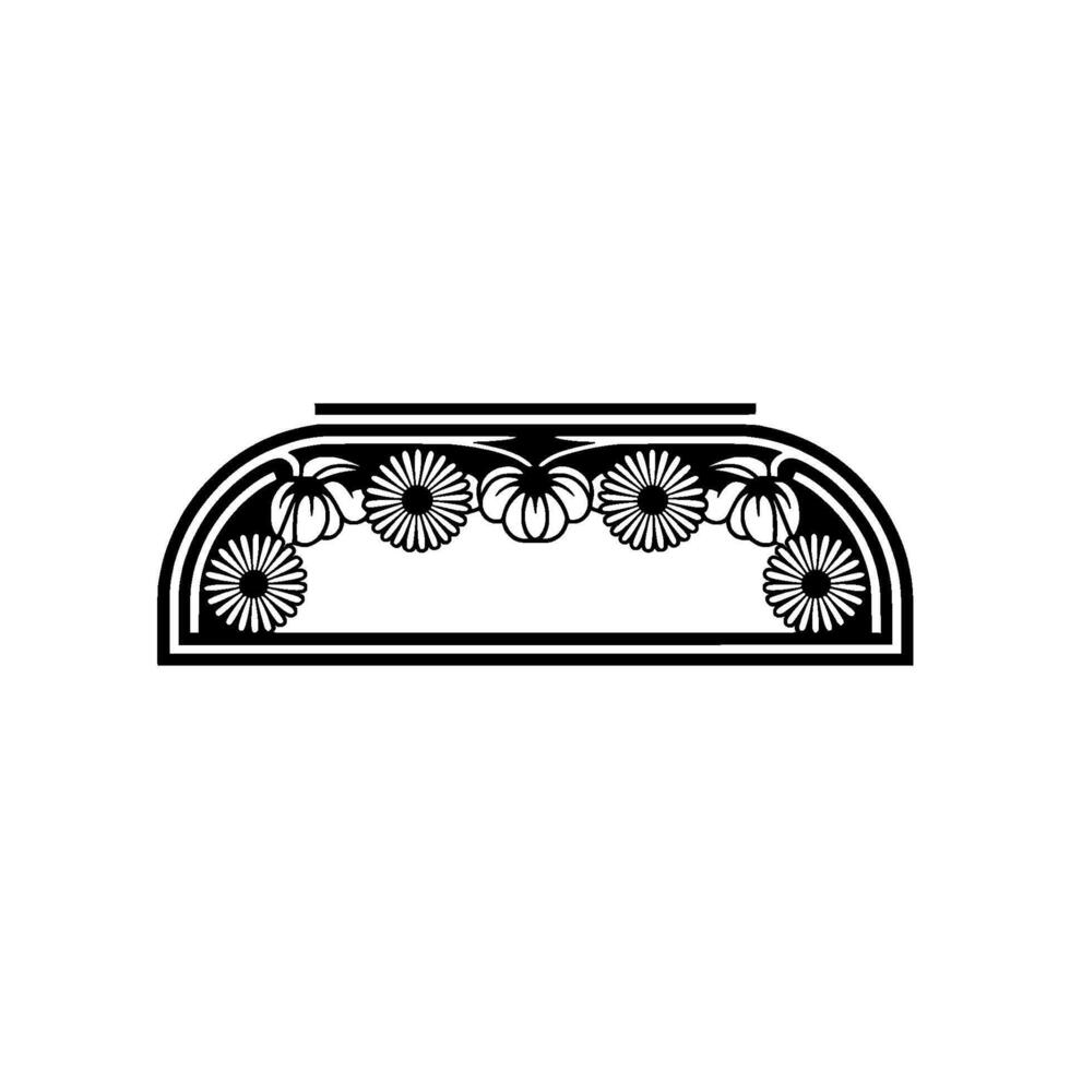 Elegant Floral Border , Black and White - Minimalist vector