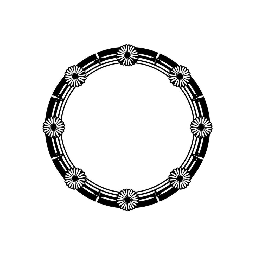 Elegant Floral Wreath Frame, Black and White Art Deco Style vector
