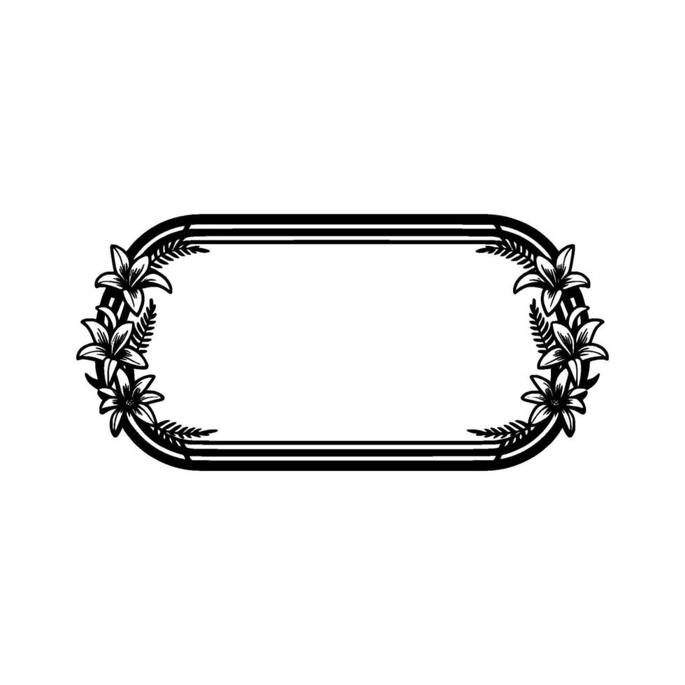 Elegant Floral Frame with Blank Space Monochromatic vector