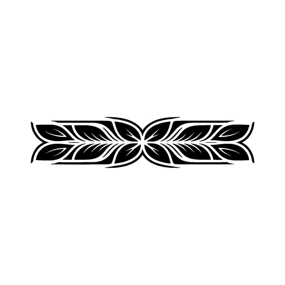 Modern Leaf Border, Black Floral on White Background vector