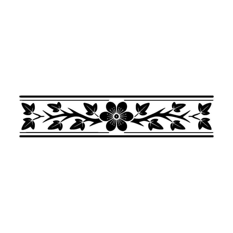 Elegant Floral Border Black and White Ornamental Pattern vector