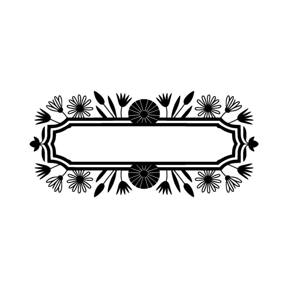 Floral Frame Template in Black and White, Minimalist vector