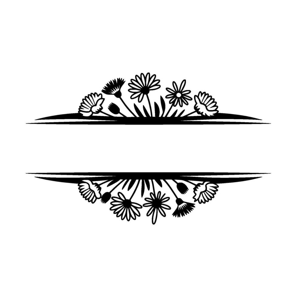 Elegant Black White Floral Frame for Text - Minimalist vector