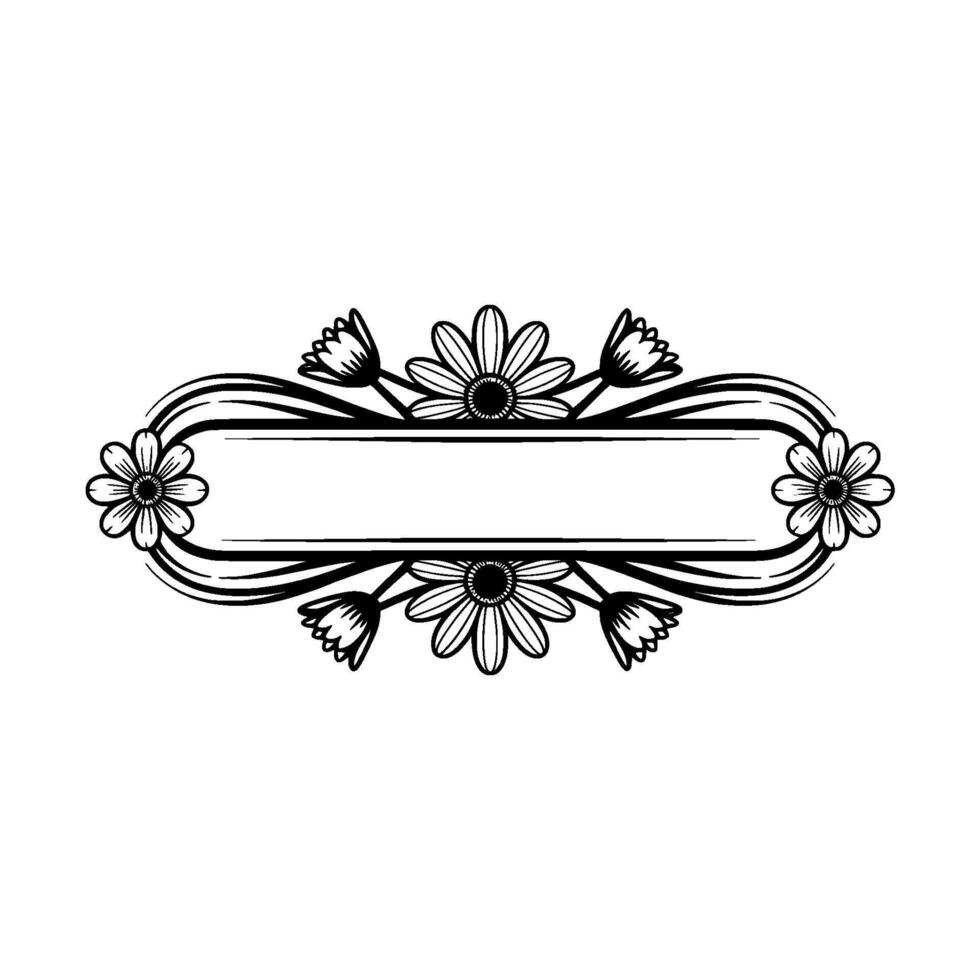 Floral Frame with Blank Space - Elegant Black White vector